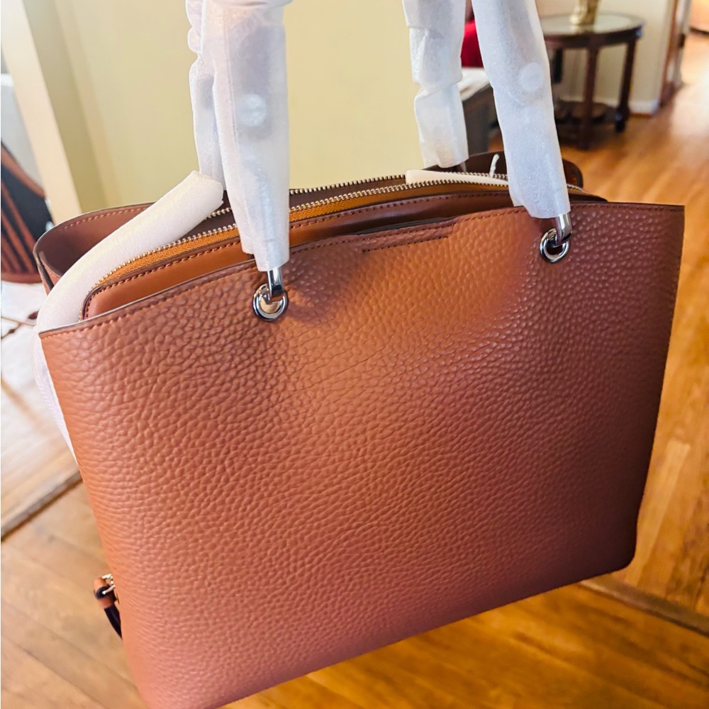 Calvin Klein Cognac Pebbled Leather Tote - Picture 2 of 4